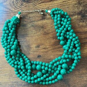 Elegant Green Braided Beaded Necklace